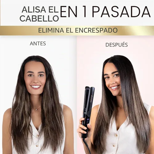 Vista 2 de ELLA BELLA® Titanium Flat Iron Hair Straightener Slim with Infrared Negro
