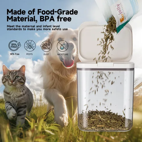 Vista 4 de LivLab Mker Contenedor de almacenamiento de comida para perros, contenedor hermético de 25 libras para alimentos para mascotas con taza medidora