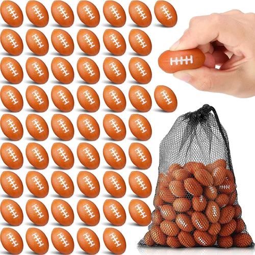 Vista 7 de 60 mini pelotas de fútbol antiestrés de 1.5 pulgadas, pequeñas bolas de espuma suave, recuerdos de fiesta deportiva a granel con bolsa de malla