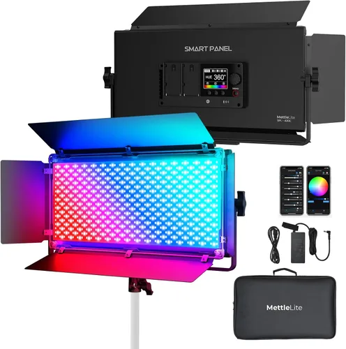 Vista 10 de Mettlelite Luz de Video LED RGB SPL210C con Control de APP, Panel RGB de Color Completo 360, 2800K-8000K, CRI/TLCI 97+, 10 Escenas, Iluminación