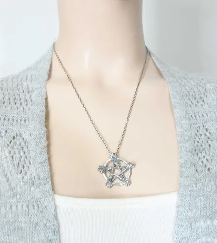 Vista 7 de Woot & Hammy Five Witch's Brooms or Besoms Pentacle Pendant, 100% Sterling Silver, Handmade