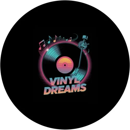 Vista 3 de Vinyl Dreams - Tocadiscos retro, vibraciones musicales, PopSockets, adhesivo PopGrip