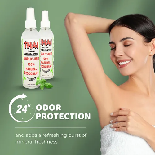 Vista 4 de Desodorante Thai Deodorant Stone Crystal Mist, natural, en spray 8 onzas Paquete de 2 unidades, paquete de de 2