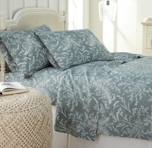 Vista 171 de Southshore Fine Living, Inc. Colección Winter Brush, juego de sábanas de 3 piezas para cama individual, sábana bajera con bolsillo profundo de 14