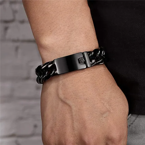 Vista 3 de ROWIN&CO Stainless Steel Curb Cuban Link Bracelets for Men, Black18K Gold PlatedRainbow, Nickel-free, Hypoallergenic Jewelry, Miami Cuban Link Curb