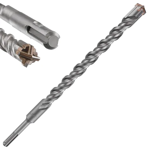 Vista 25 de Wensilon Broca para hormigón, 1 unidad, 1 pulgada x 10 "-8 pulgadas, material de carburo de doble rosca de tipo cruzado, adecuado para hormigón