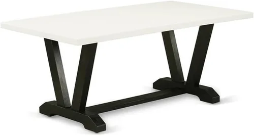 Vista 14 de East West Furniture VT026 Mesa de comedor estilo V – una mesa de cocina rectangular con patas elegantes, 36 x 60 pulgadas, multicolor