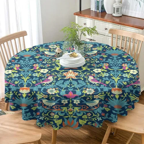 Vista 218 de Mantel Floral Retro de Pájaros, Diseño Original Bohemio William Morris Estampado Cubierta de Mesa para Hogar Picnic Fiesta Comedor Cocina William