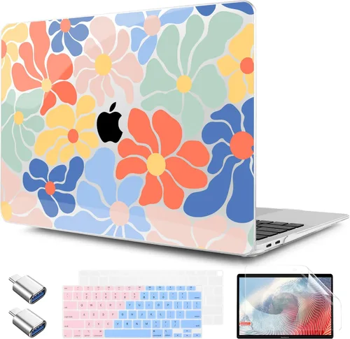 Vista 18 de TWOLSKOO Funda para MacBook Air de 13,3 pulgadas (versión antigua 2018-2021, modelos: M1 A2337, A2179, A1932) - Carcasa rígida con protector de Flor