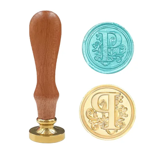 Vista 12 de Sello medieval tradicional de cera del alfabeto, con cabeza de latón, con mango de madera, para tarjetas, sobres, regalo (letra A)