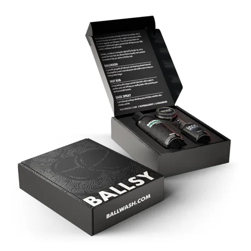 Vista 6 de Ballsy Paquete de saco, kit fresco para hombre, incluye gel de baño, spray desodorizante y colonia frotar, cuidado corporal para hombres, paquete