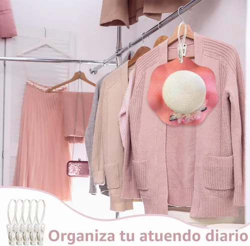 Vista 6 de Honeydak Paquete de 30 Ganchos Multiusos para Lavandería Clips Colgantes a Granel con Clips Colgadores de Cuerda de Plástico para Ropa de Bebé Blanco