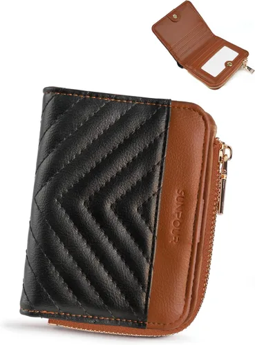 Vista 20 de Billeteras pequeñas y plegables para mujer, mini-cartera RFID para mujer, tarjetero delgado con bolsillo con cremallera para monedas y 2 ventanas