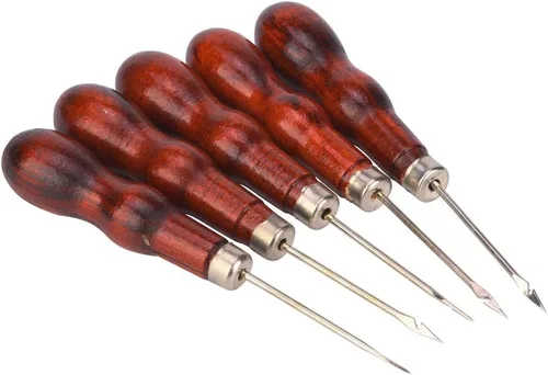 Vista 8 de Juego de 5 ganchos de ganchillo con mango de madera, agujas de tejer ergonómicas para manos artríticas, ganchos de ganchillo de metal