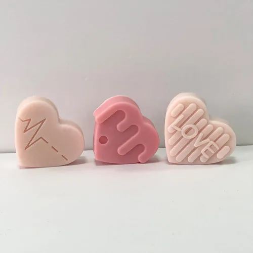Vista 7 de Moldes de silicona de plástico para el día de San Valentín, moldes de silicona para dulces de corazones rosados, moldes de jabón, moldes de galletas