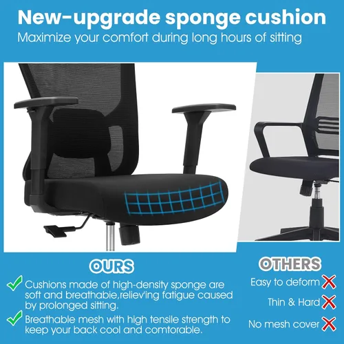 Vista 5 de Silla ergonómica de oficina de escritorio, silla de computadora de respaldo alto con reposabrazos giratorios 3D ajustables para mayor comodidad
