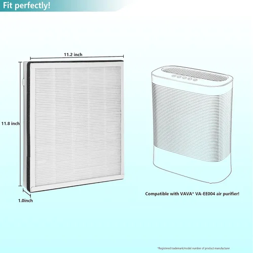 Vista 2 de VA-EE004 - Filtro de repuesto, compatible con purificador de aire VAVA 3 en 1 VA-EE004, True HEPA y juego de filtros de carbón activado, paquete de 2
