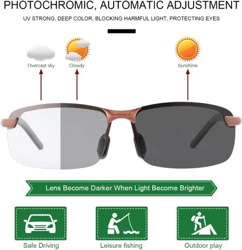 Vista 2 de YIMI Gafas de sol fotocrómicas polarizadas para hombres y mujeres deportes al aire libre conducción antirreflejos UV400 protección z87 gafas