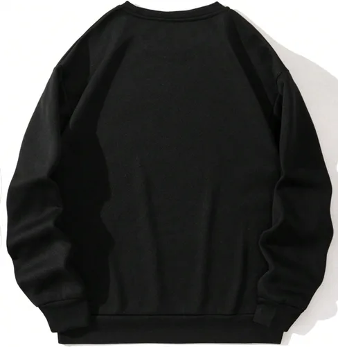 Vista 2 de GORGLITTER Sudadera con estampado de letras para hombre, casual, cuello redondo, manga larga, sin botones