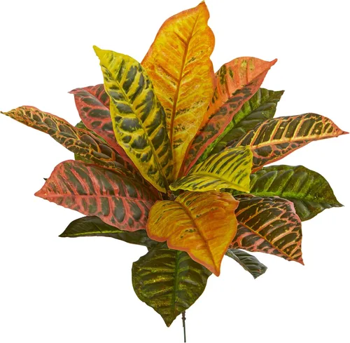 Vista 4 de Nearly Natural 17 pulgadas Garden Croton artificial (tacto real) (juego de 6) plantas de seda, multicolor