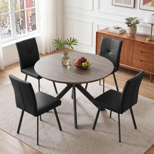 Vista 12 de HIPIHOM 43.2"-59.1" Extendable Round Dining Table Mesa de roble