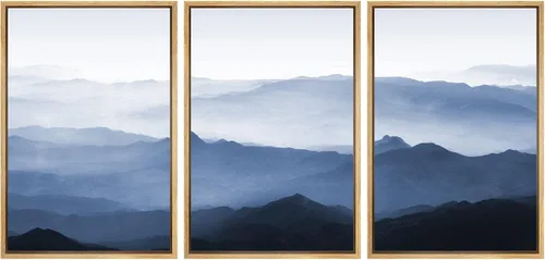 Vista 124 de SIGNWIN Lienzo enmarcado para pared, juego de arte tranquilo con reflejo de lago, acuarela, montaña y agua, ilustraciones modernas, arte abstracto
