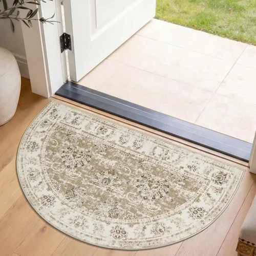 Vista 105 de jinchan Fiora - Alfombra lavable de área pequeña, alfombra de entrada floral de medio círculo de 2 x 3, tapete de media luna de pelo bajo, suave