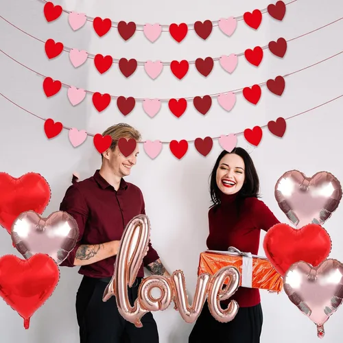 Vista 5 de Guirnalda de corazones para el día de San Valentín, guirnalda de globos para el día de San Valentín, decoración con globos de amor de 40 pulgadas