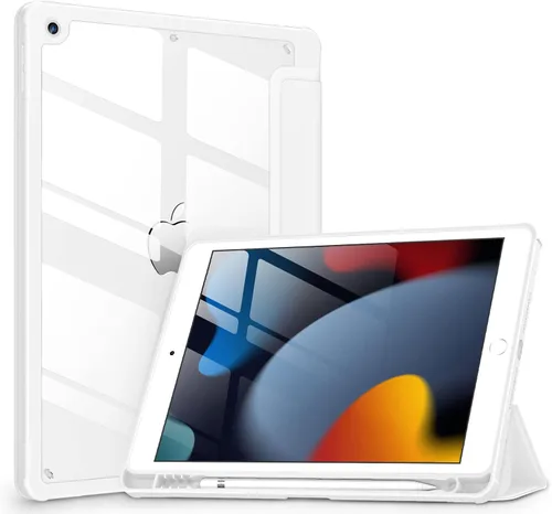 Vista 23 de VIKESI - Funda para iPad de 9ª / 8ª / 7ª generación de 10.2 pulgadas (lanzada en 2021/2020/2019), parte trasera transparente, cubierta de marco