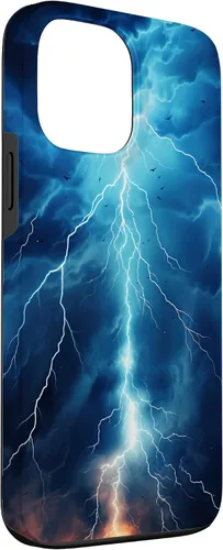 Vista 3 de iPhone 13 Pro Max Cool Blue Lightning Bolt Storm Funda de arte gráfico Wild Nature Sky