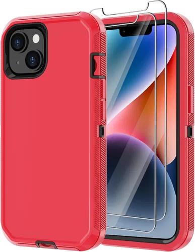 Vista 10 de para iPhone 14 Plus Funda con 2 Protectores de Pantalla, Funda Resistente a Caídas y a Prueba de Golpes, Resistente de 3 Capas, Militar, Duradera