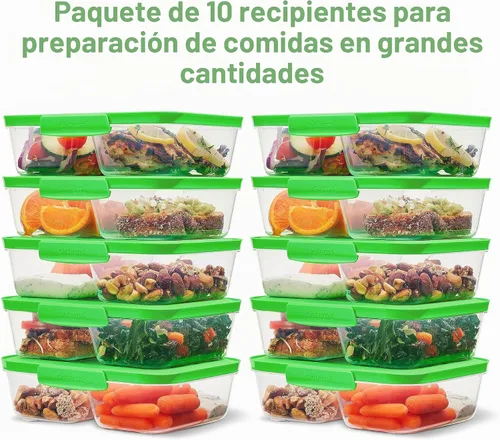 Vista 5 de Sistema Nest It - Recipientes de almacenamiento de alimentos para preparación de comidas con tapas, 2 compartimentos, 3.7 tazas, plástico, paquete