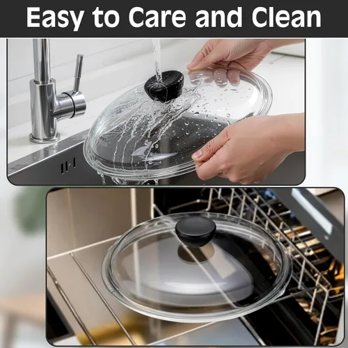Vista 5 de LemonRoad Paquete de 3 cubiertas de vidrio para salpicaduras de microondas de 10 pulgadas para alimentos, cubierta de utensilios de cocina de vidrio