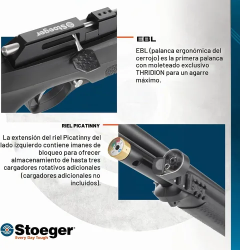 Vista 3 de Stoeger XM1 PCP Airgun + Scope - .22 Caliber with Fiber-Optic Sights and 4 x 32 Scope