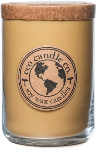 Vista 27 de ECO CANDLE CO. Vela reciclada, té negro y miel, 6 oz. - Aromas de té picante, nuez moscada, miel y naranja - 100% cera de soja, sin plomo, etiqueta