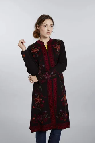 Vista 5 de Invisible World Women's Sweater Coat Baby Alpaca Embroidered Cardigan Ottoman