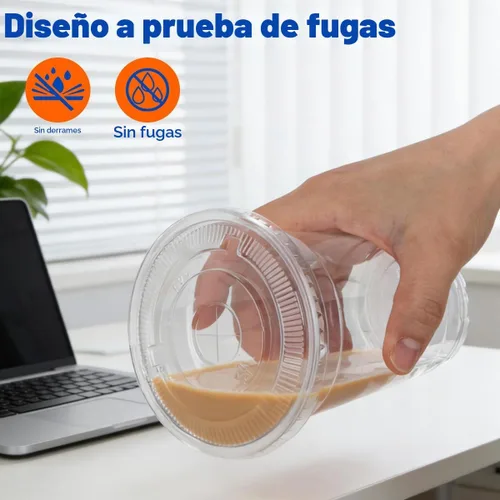 Vista 3 de ARTLYMERS Paquete de 200 vasos de plástico transparente de 16 onzas con tapas y pajitas, tazas desechables para café helado con tapas para bebidas