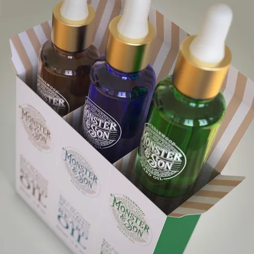 Vista 2 de Monster&Son Paquete variado de aceite para barba prensado en frío x3 – Ayuda a hidratar, peinar y promover el crecimiento del cabello nuevo – rico