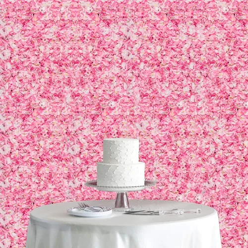 Vista 2 de U'Artliens - Juego de paneles de pared de flores, telón de fondo de pared artificial de 24 x 16 pulgadas, panel floral de hortensias de seda 3D