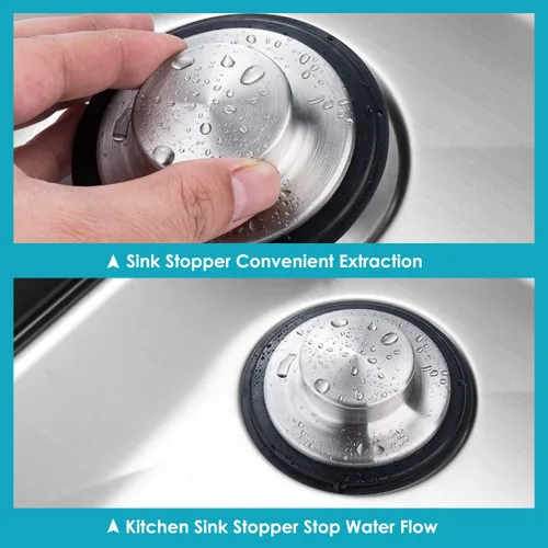 Vista 4 de Tapón para fregadero de cocina, acero inoxidable, borde ancho grande de 3.35 pulgadas de diámetro, 2 unidades Fengbao