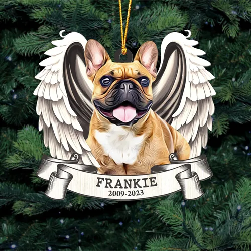 Vista 6 de GODMERCH Adorno personalizado de Golden Retriever con alas angulares, adorno conmemorativo de Navidad para perros, adorno de ángel de perro, año