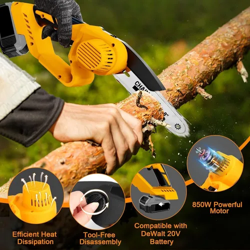 Vista 4 de Mini motosierra inalámbrica para Dewalt 20V MAX funciona con batería (sin batería), motosierra eléctrica inalámbrica de 8 pulgadas para árbol