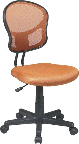 Vista 4 de OSP Home Furnishings Serie EM - Silla de trabajo sin brazos con respaldo de malla con asiento de tela acolchada y giro de 360 grados, color verde