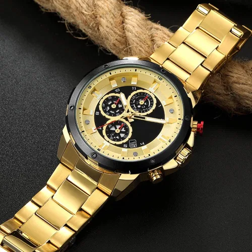 Vista 4 de FANMIS Relojes de cuarzo de lujo para hombre, cronógrafo, cronógrafo, de acero inoxidable, impermeable, reloj de pulsera