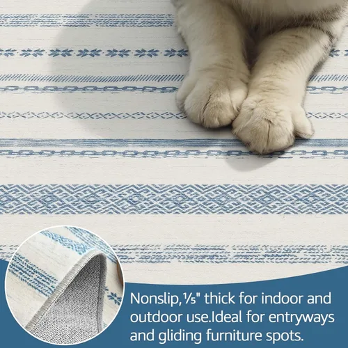 Vista 299 de jinchan Alfombra marroquí de pasillo 2x6 - Alfombra de pasillo lavable a máquina para cocina, alfombra moderna geométrica suave de pelo bajo