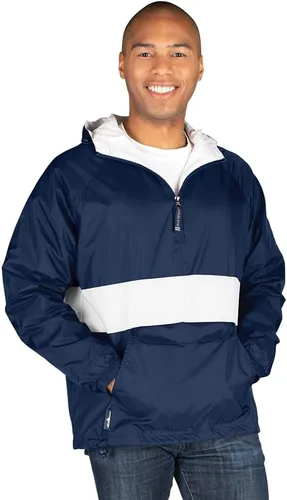 Vista 19 de Charles River Apparel Jersey clásico a rayas unisex, cortavientos resistente al agua para hombres y mujeres Negro