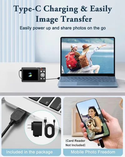 Vista 6 de Cámara Digital 4K para Fotografía y Video Enfoque Automático Anti-Vibración, Zoom 16X 48MP Cámara Point and Shoot para Adolescentes Adultos