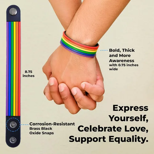 Vista 6 de Pulsera de orgullo arco iris para hombres y mujeres Bi Pride Bisexual Pulsera Lgbt regalos