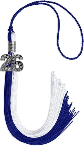 Vista 93 de Endea Graduation Borla de doble color con dije de plata brillante (negro/oro antiguo, 2025)