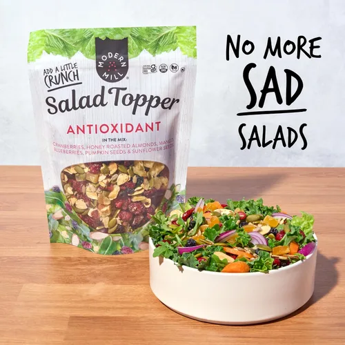 Vista 5 de Modern Mill Complemento para Ensalada Antioxidante de Gourmet Nut - Mezcla de Frutos Secos (Almendras), Arándanos Secos y Azucenas, Semillas